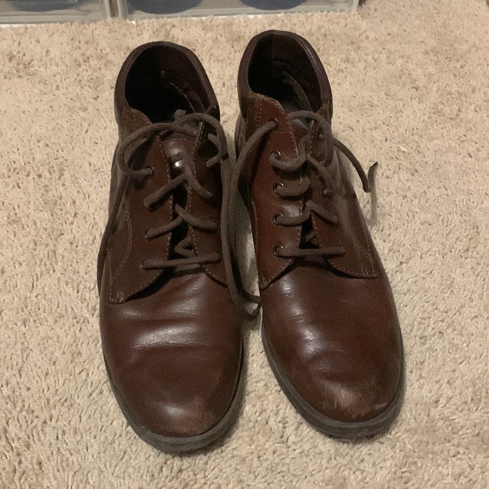 Brown Leather Hilliard & Hanson Ankle Lace Up Boot